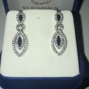 Blue Sapphire & Diamond Earrings